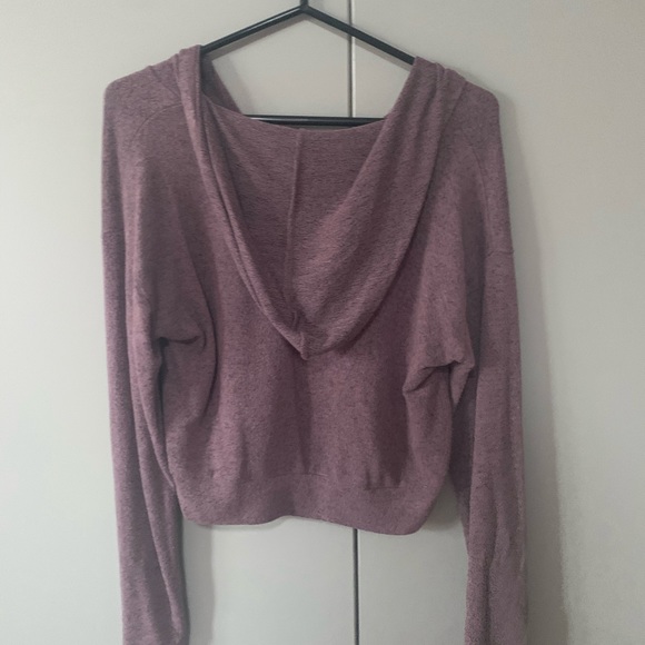 Purple Ardene Lace-Up Cropped Hoodie - Picture 2 of 2